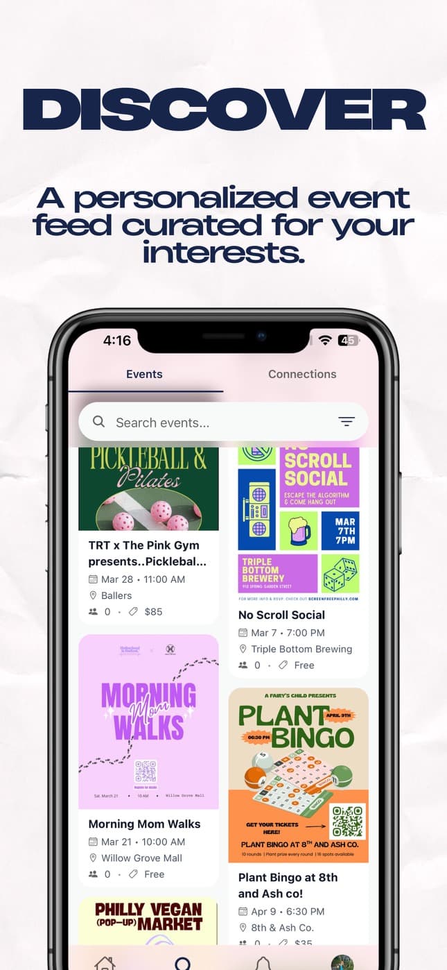 Discover - A personalized event feed curated for your interests